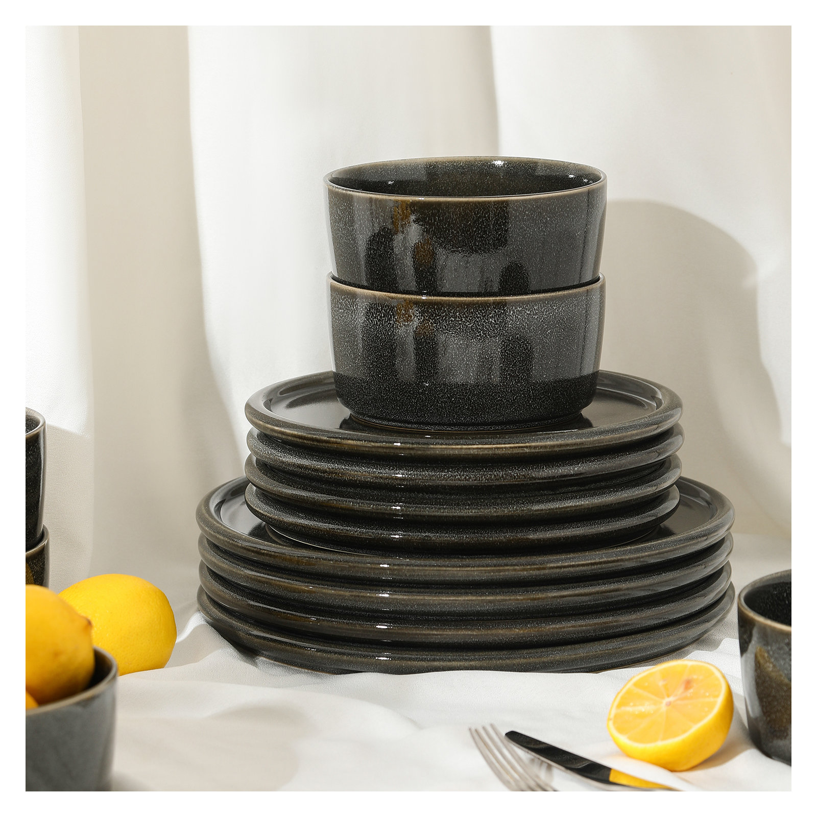 Stone Lain Eden 24-Piece Dinnerware Set Stoneware, Gray