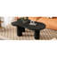 Table basse noire, 44 po x 25,9 po, plateau épais de 1,5 po. Crème, 3 pieds, installation facile, bord arrondi pour la maison