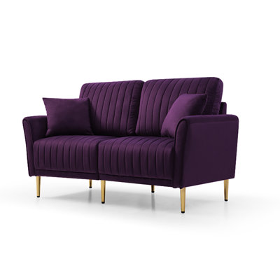 Keaton Modern Sofa 2-Piece Velvet Upholstered Living Room Sofa Set, Including 2 Pieces 2 -Seater Sofa With Channel Tufted And Revsible Pillows