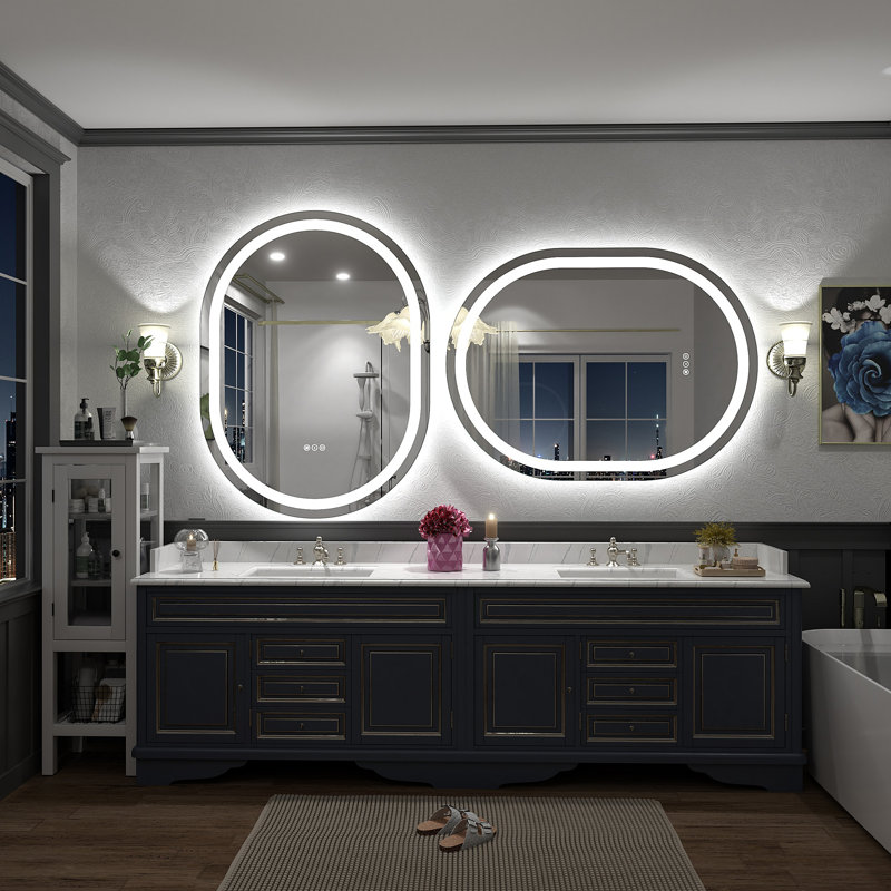 Wayfair Basics® UL Certified LED Anti-Fog Tempered Glass Oval Bathroom/Vanity Mirror , 40" x 30"