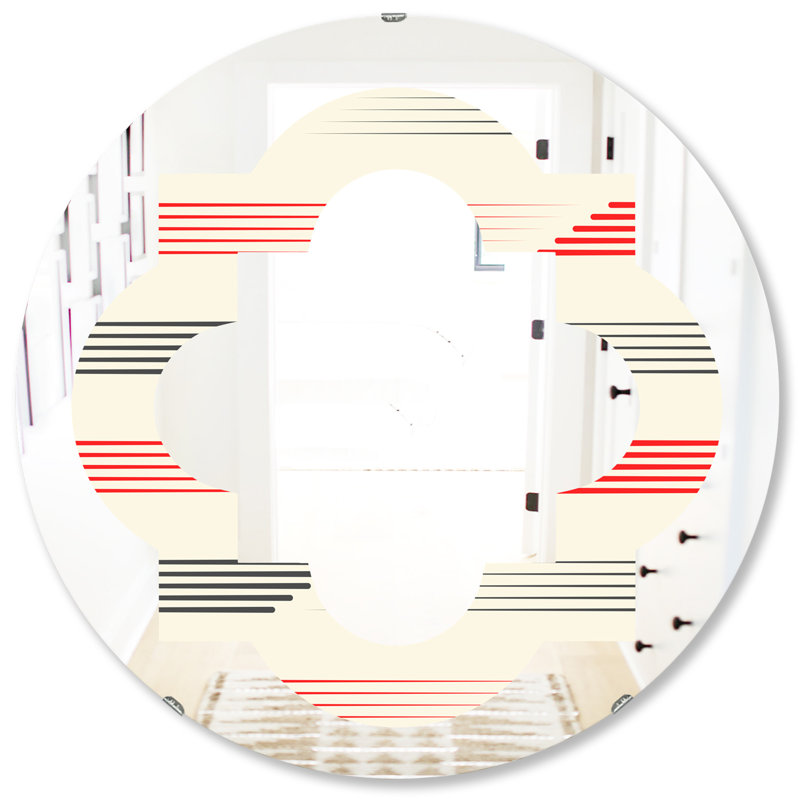 Miroir mural moderne et sans cadre à motif géométrique i quadrilobe modern, H 31,5 po x l po