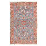 Hand Knotted Wool Area Rug in Green And Red