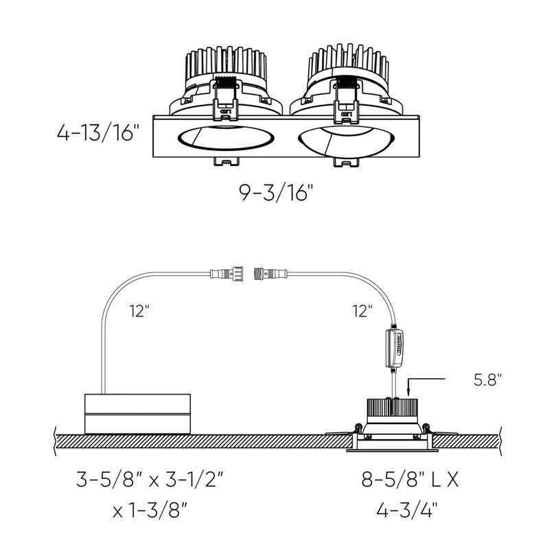 9.18'' Selectable Color Temperature Dimmable Air-Tight IC Rated LED Canless Recessed Lighting Kit, White