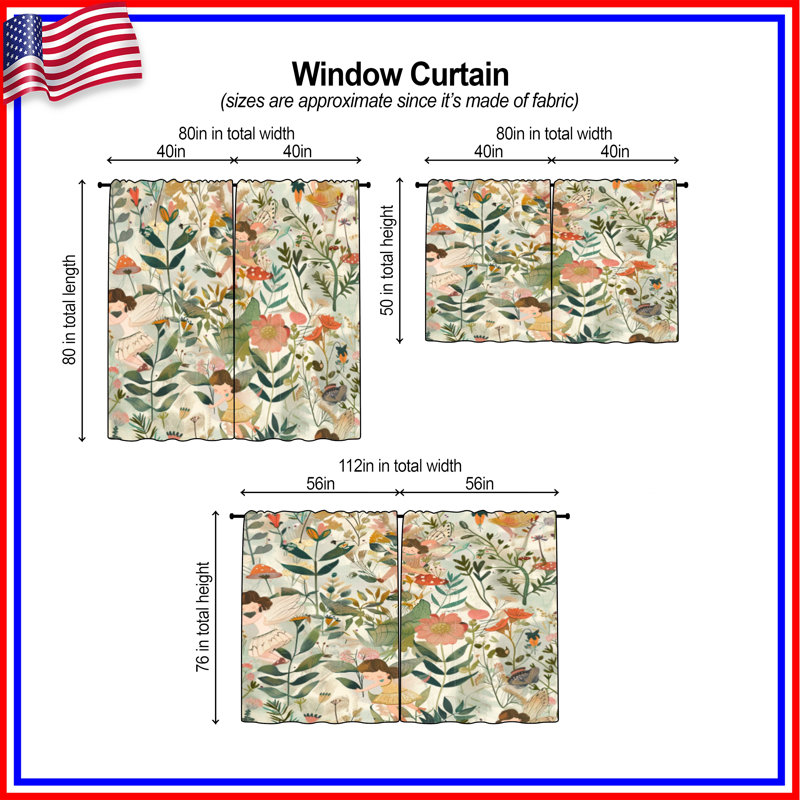 Birds Window Curtains  Animals Sheer & Room Darkening - 2 Panels, 20in x 60in - 2 panels, Sheer