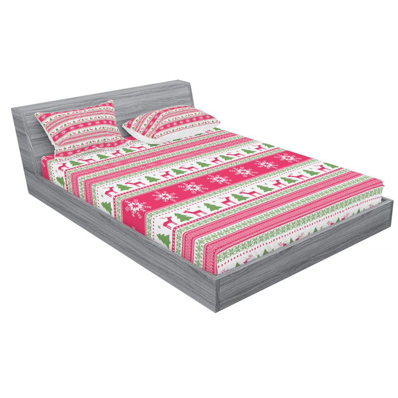 Nordic Microfiber Striped Sheet Set, Full/Double Sheet Set with Fitted Sheet