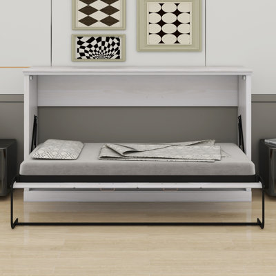 Murphy Bed Folding Into Cabinet, Space Saving Furniture For Multipurpose Guest Room, Home Office