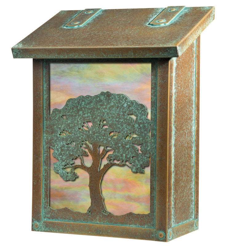 Boîte aux lettres murale verical chêne tree, Or irisé, Vert nouveau