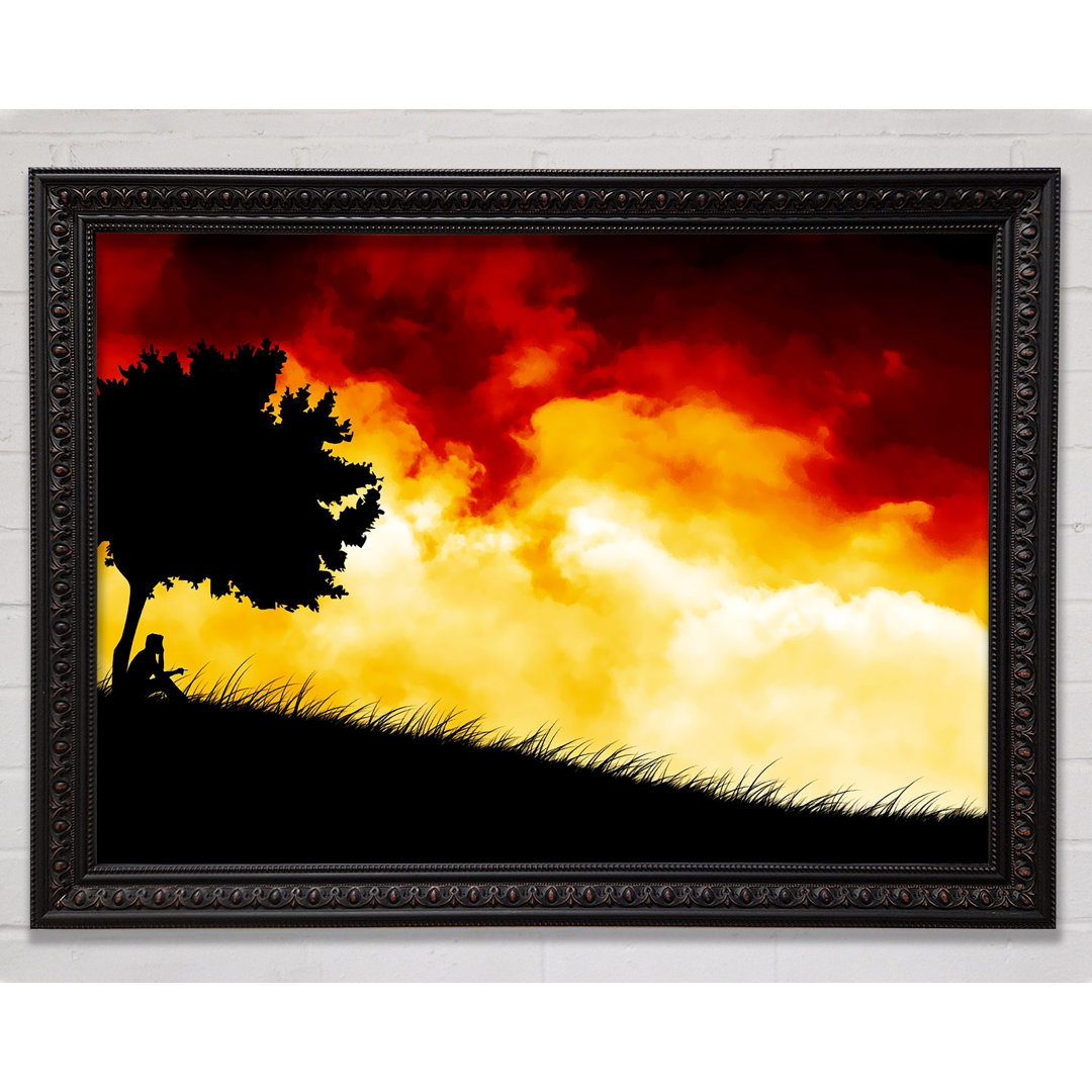 Gerahmter Kunstdruck Fire Sky in Rot