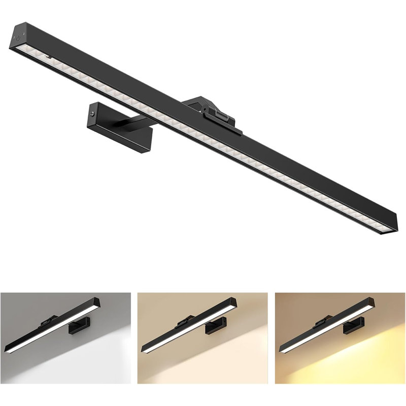 1 - Light Battery Operated Dimmable LED Wall Mounted Picture Light with Remote, Matte Black, 10.2cm H x 40.6cm W x 18.8cm D