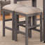 Table rectangulaire à hauteur de comptoir en faux marbre avec tabourets, tiroir, plateau en bois massif gris, 2 rallonges coulissantes, beige