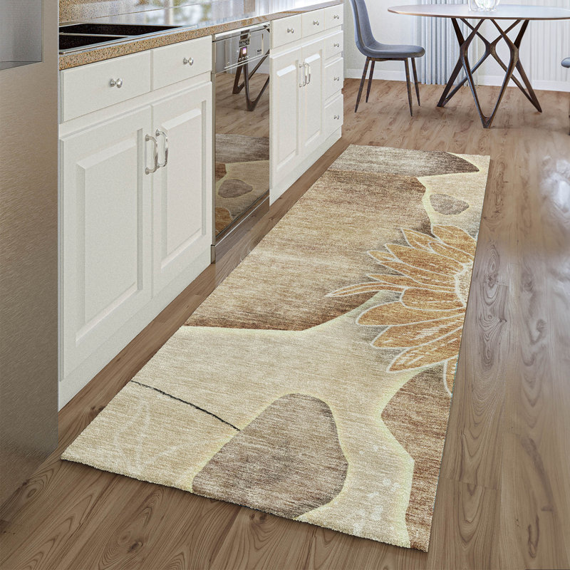 Premium Machine Washable Prisco Brown Rug, Runner 2'3" x 7'6"