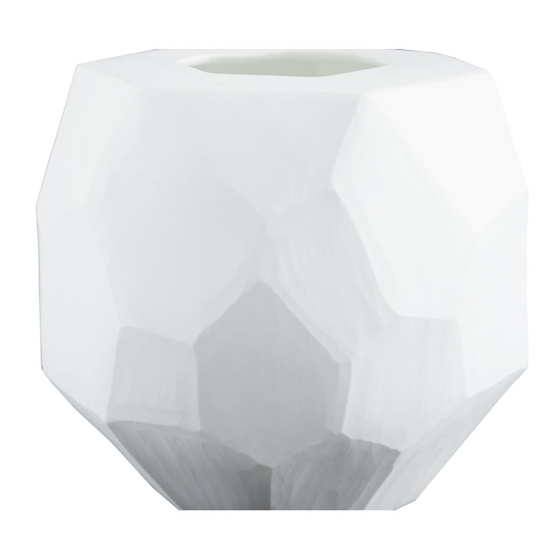 White Faceted Glass Table Vase