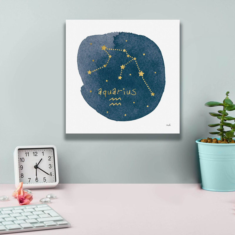 «Horoscope Aquarius» par Moira Hershey, art mural sur toile, H 12 po x l 12 po x P 0,75 po