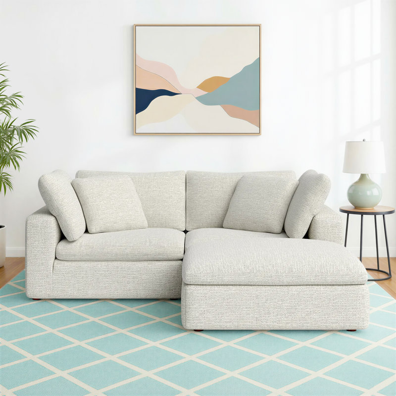Tila L-Shaped Modular Polyester Sectional , Light Gray Livesmart®