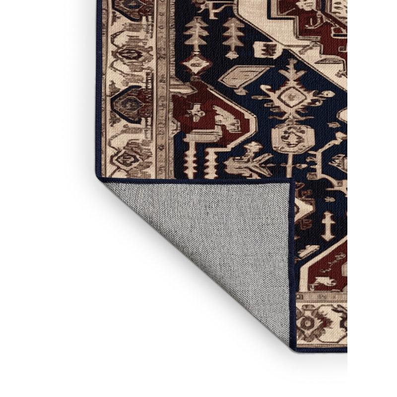 Tapis persan noir lavable à la machine, Carré 4 pi