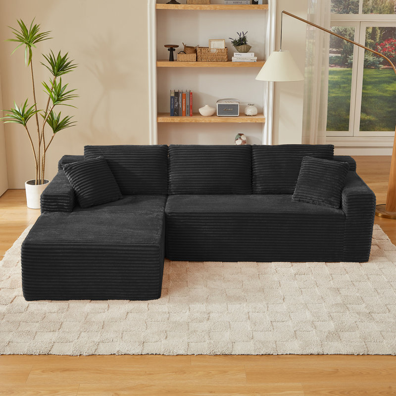 Canapé modulaire Boneless 103 po Cloud, Orienté à droite, Velours côtelé vert