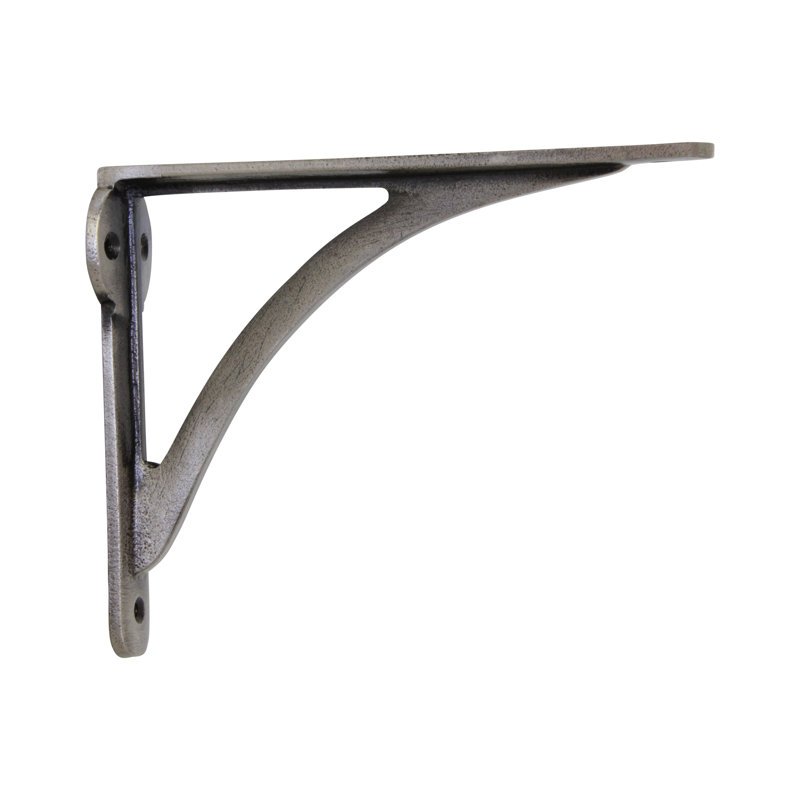 Antique Nickel Industrial Iron Shelf Bracket, 5.5" x 0.8" x 7"
