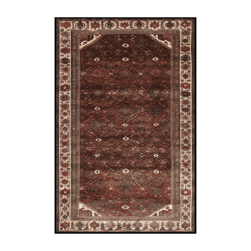 Tapis persan noir lavable à la machine, Rectangulaire 8 pi x 12 pi
