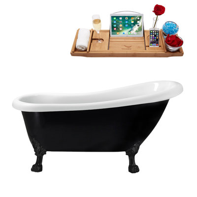 61'' x 27.6'' Freestanding Soaking Acrylic Bathtub