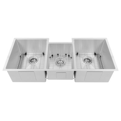 Zline 45 In. Breckenridge Undermount Triple Bowl Kitchen Sink With Bottom Grid In Stainless Steel
