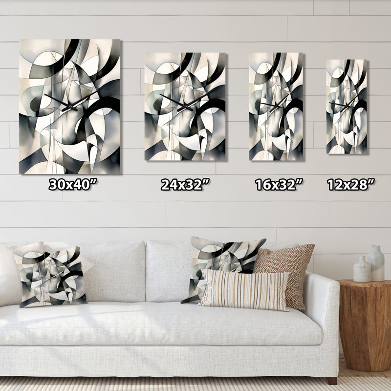 Abstract Neutral XIII - Modern Geometric Wall Clock, Extra Large