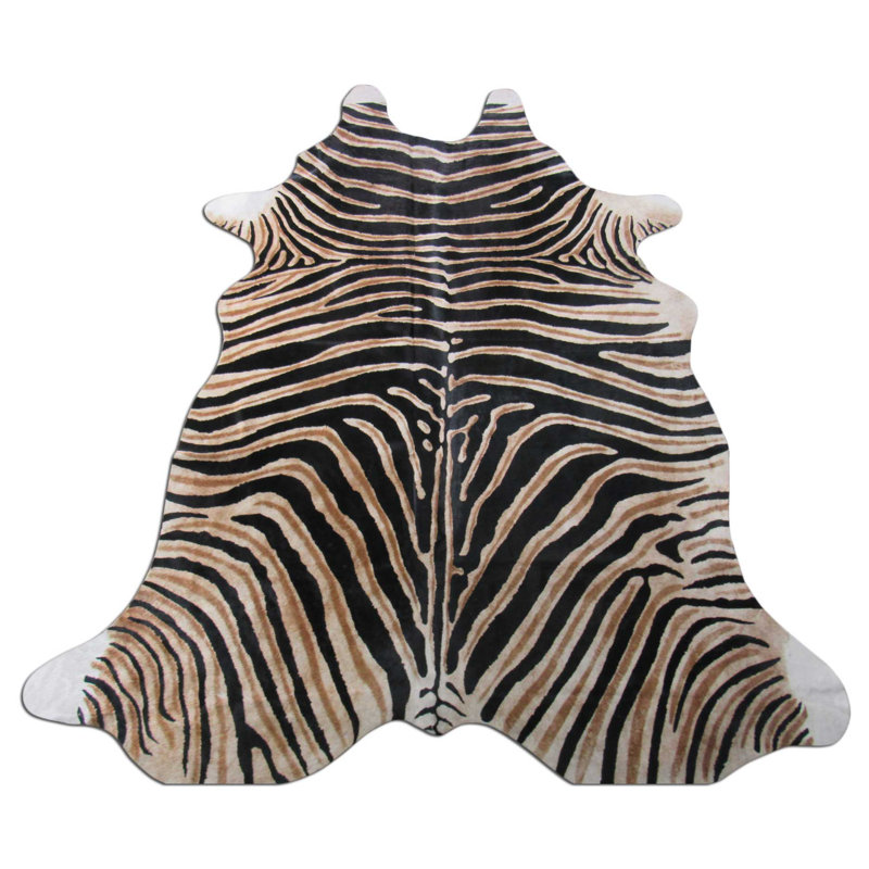 Cobleskill Handmade Zebra Cowhide Dark Brown Rug