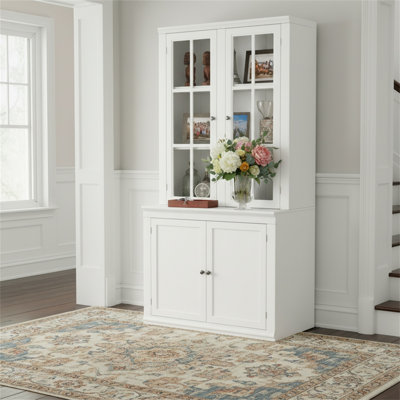 Armoire de rangement en verre à double porte, idéale pour les couloirs, les salons, les cuisines, les bureaux et les salles de travail.