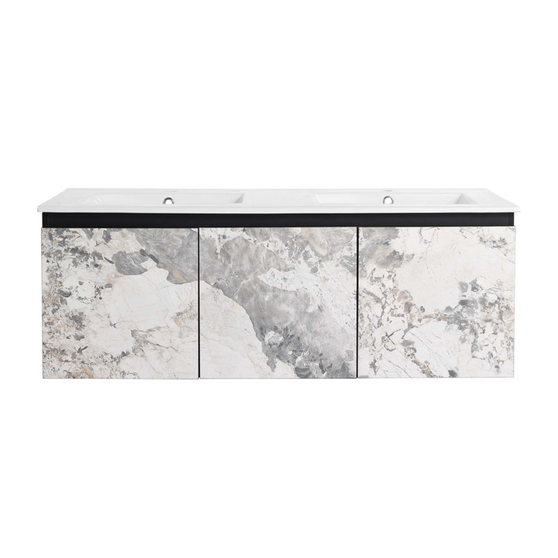 Meuble-lavabo flottant mural et porte d'armoire à fermeture en douceur