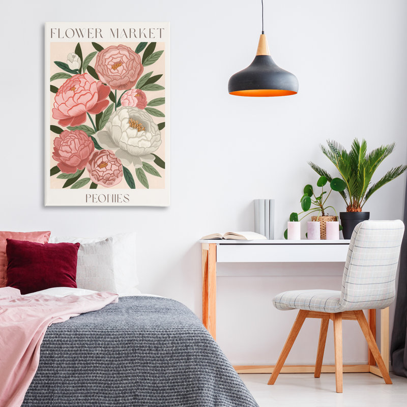 Fleur, pivoines, toile, par Courtney Haley, H 30 po x l 20 po