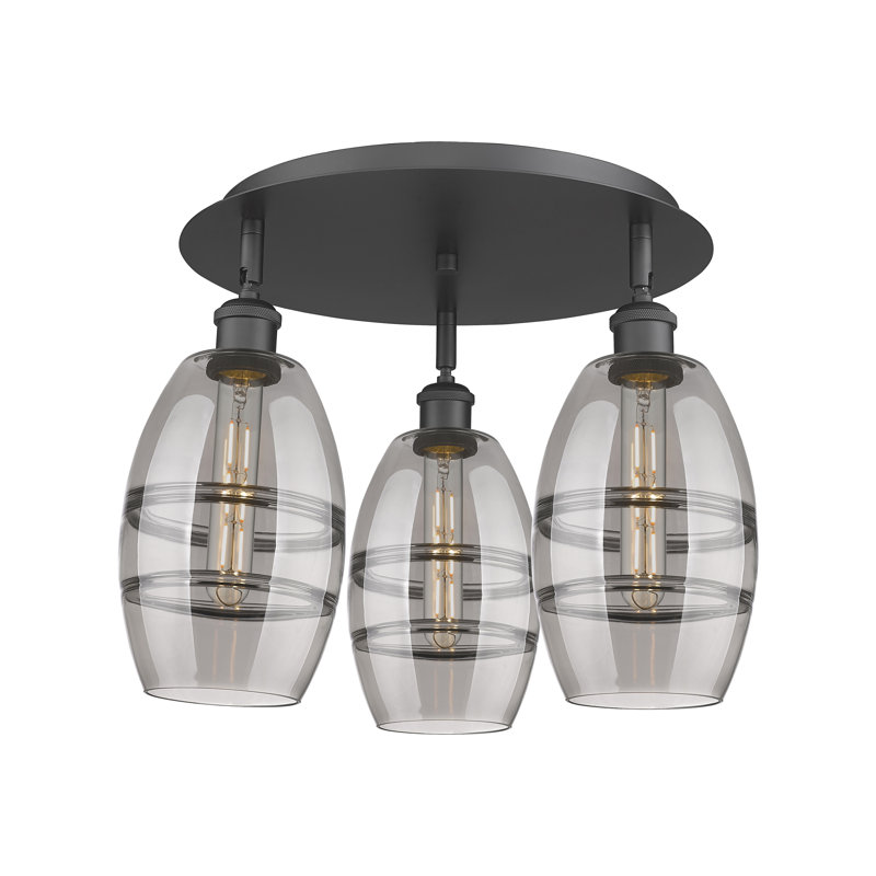 Plafonnier encastré Dundrod, Noir mat, H 9,13 po x l 17,63 po x P 17,63 po, Gris fumée clair