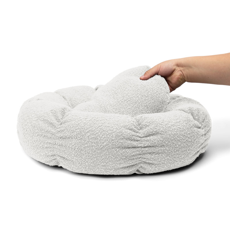 Lit rond avec coussin de siège amovible, Ivoire ivoire, H 3 po x l 21 po x P 21 po