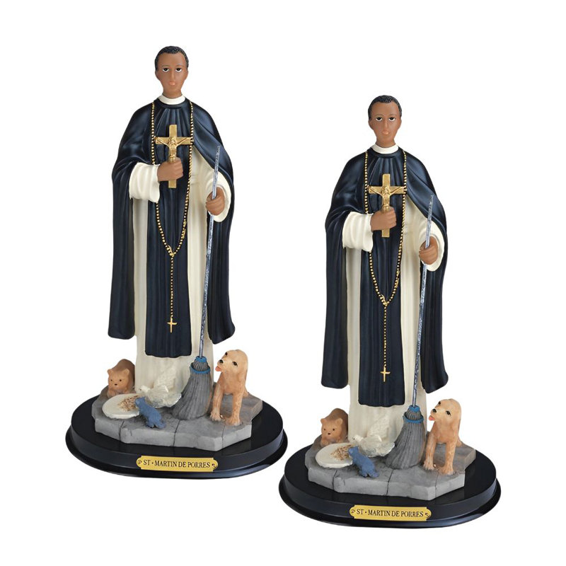"Ensemble de 2 pièces" ICE ARMOUR 12 "H Saint Martin de Porres Statue Figurine de statue en ornement