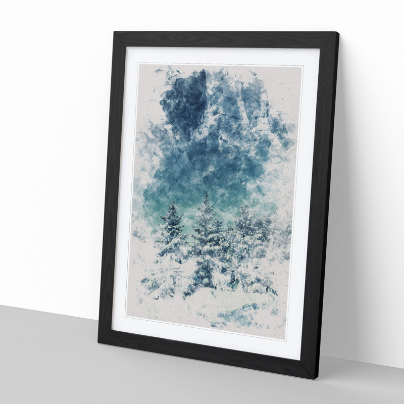 Winter Forest Vol.9 Watercolour - Picture Frame Graphic Art, 48cm H x 36cm W x 2cm D, Black