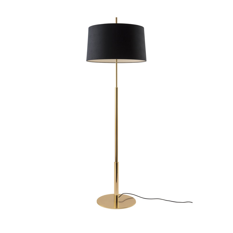72" Traditional Floor Lamp, Black, Shiny Gold
