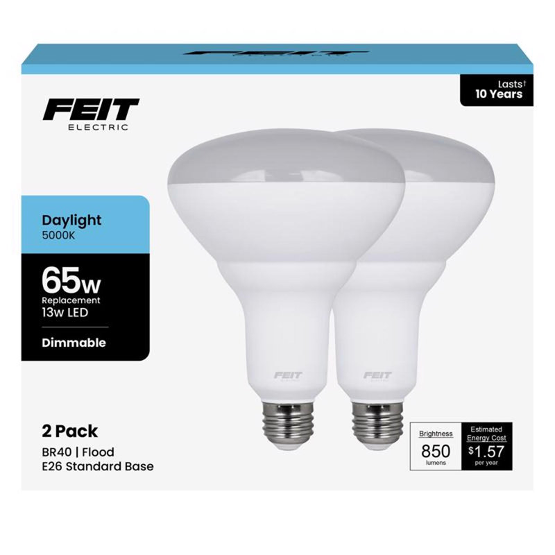 Ampoule à DEL Feit BR40 E26 (moyenne), équivalente à 65 watts, paquet de 2