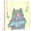 «Cat with Fish», reproduction sur toile tendue-19625604