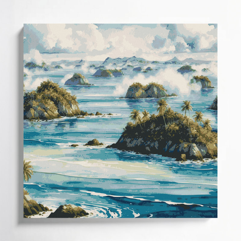 Art mural sur toile bleu, H 12 po x l 12 po