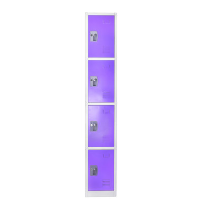 Casier à clés en acier à 4 portes 72 po x 12 po x 12 po à 4 niveaux - rangement pour employés, étudiants, salle de sport, lieu de travail - Comprend des crochets, une ventilation et un porte-carte - Assemblage facile
