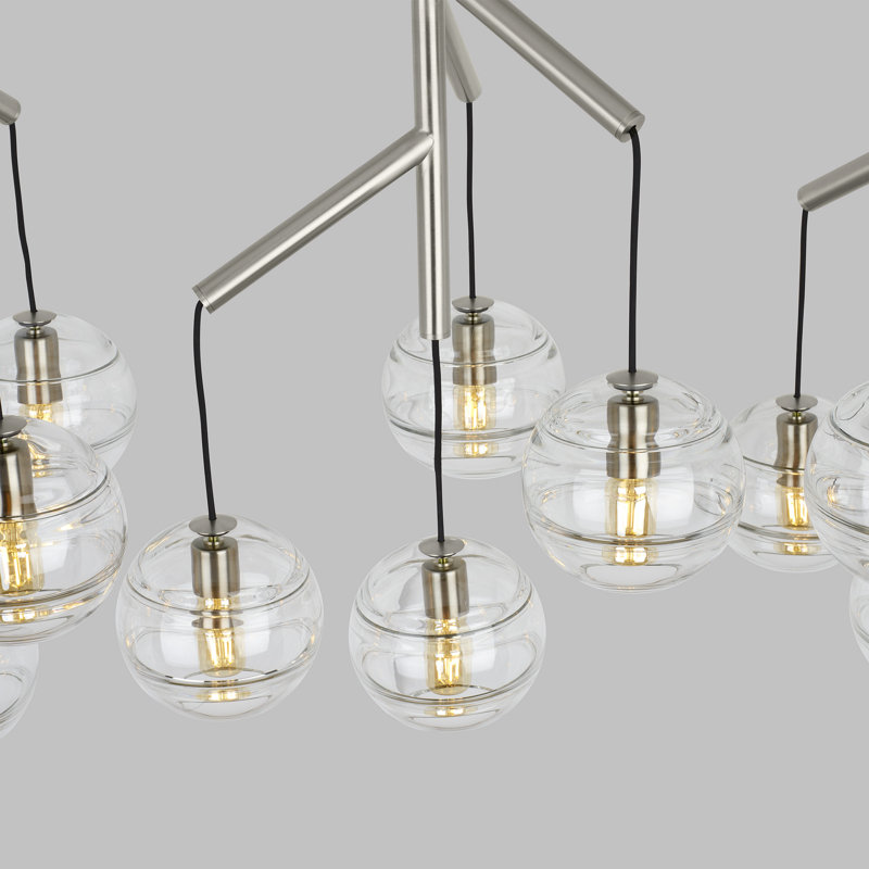 Sedona 12 - Light Chandelier, Satin Nickel, Clear, Yes