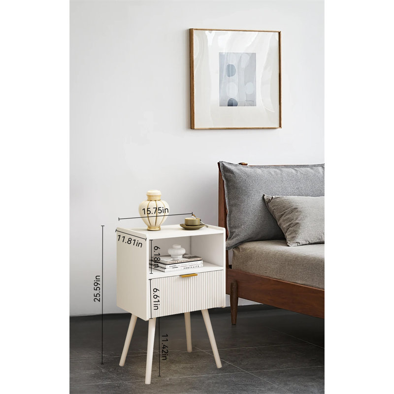 Table de chevet moderne avec tiroir de rangement - Compacte et élégante, Blanc