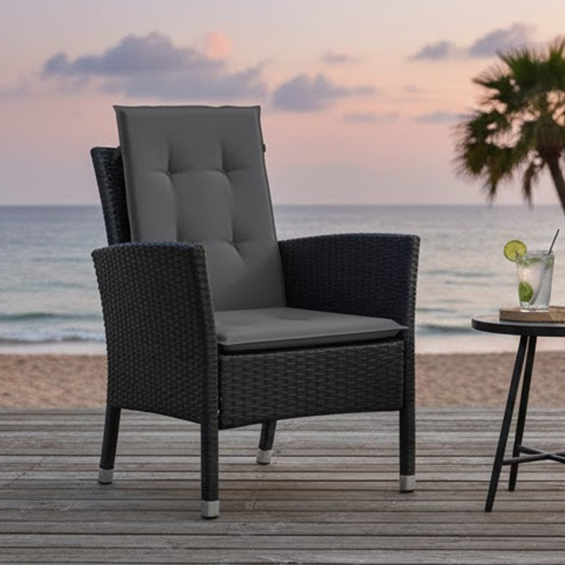 Coussins d'extérieur pour chaise à haut dossier, tissu, 2, Gris anthracite, L 47,2 po x P 19,7 po