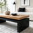Modern Industrial Coffee Table with Two-Tone Floating Top Design-307477229