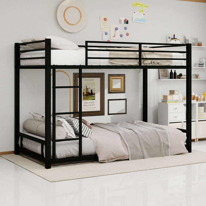 Metal Bunk Bed for 90x190 cm Mattress Size, with Guardrail & Anti-Slip Ladder