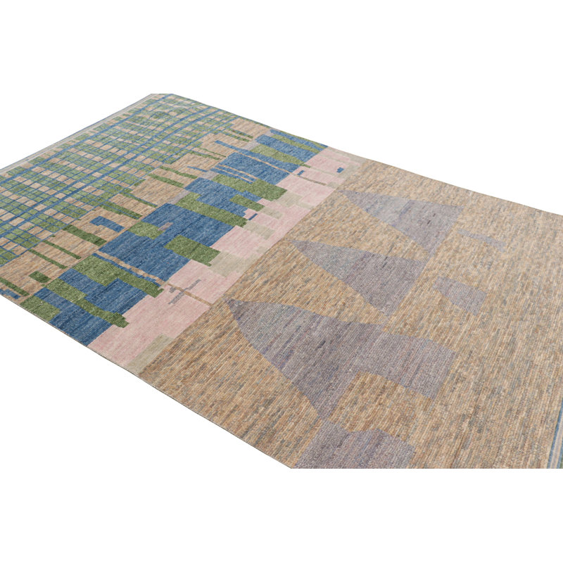 Moroccan Hand Knotted Geometric Area Rug, Rectangle 6' x 8'