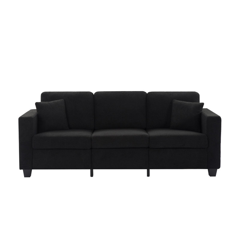 86.6'' Upholstered Sofa, Black