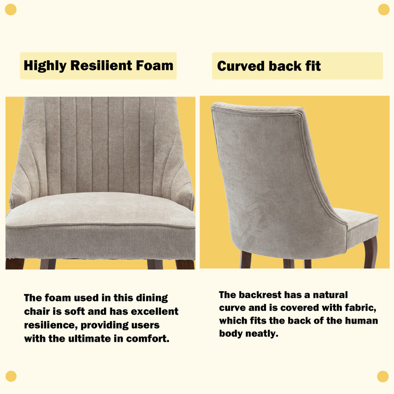 Modern Simplicity Linen Upholstered Dining Chairs Set of 2, Beige