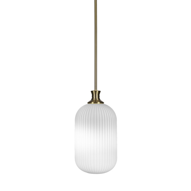 Carina Stem Hung Pendant With 8.25" Glass, New Age Brass, Frosted