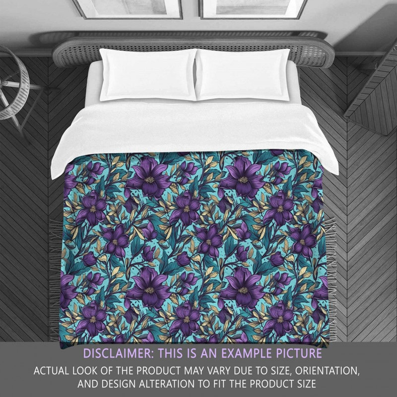 Machine Printed Comforter, Twin Extra Long Comforter, Blue/Purple