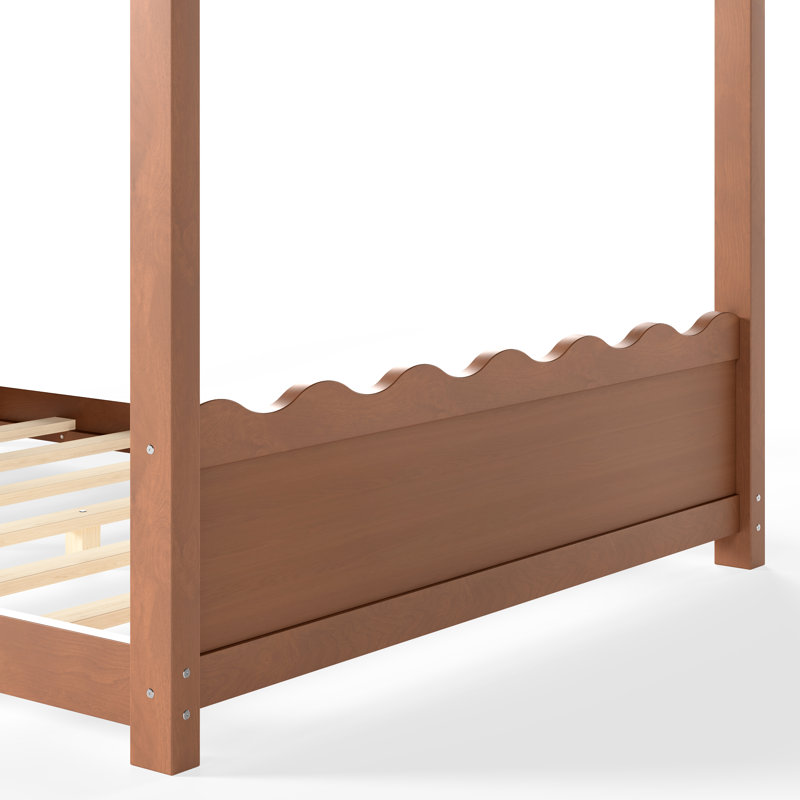 Cadre de lit au sol pour enfants Hearthwood en bois massif avec lattes de soutien, Lit double