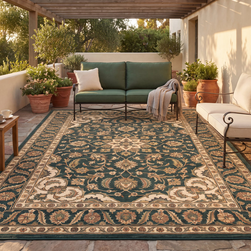 Tapis Hartley traditionnel avec médaillon délavé, style persan, or, vert, crème, ivoire, lavable à la machine, antidérapant, à poils courts, pour l'intérieur et l'extérieur, adapté aux animaux domestiques, idéal pour le salon, la chambre, la salle à manger, l'entrée, le couloir ou le bureau.